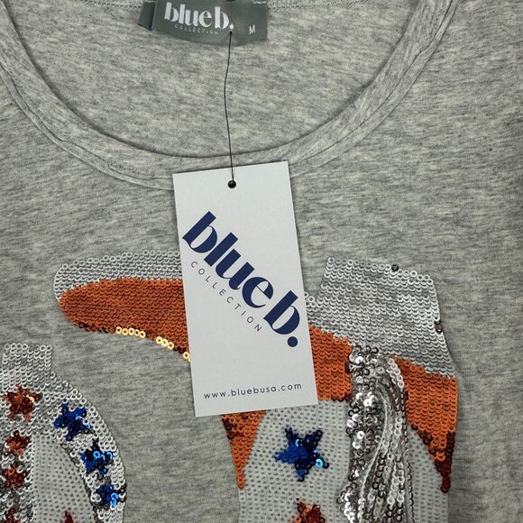 Blue B. Collection Womens Heather Grey Sequin Cowboy Boots Tee Shirt Size M - Picture 4 of 7